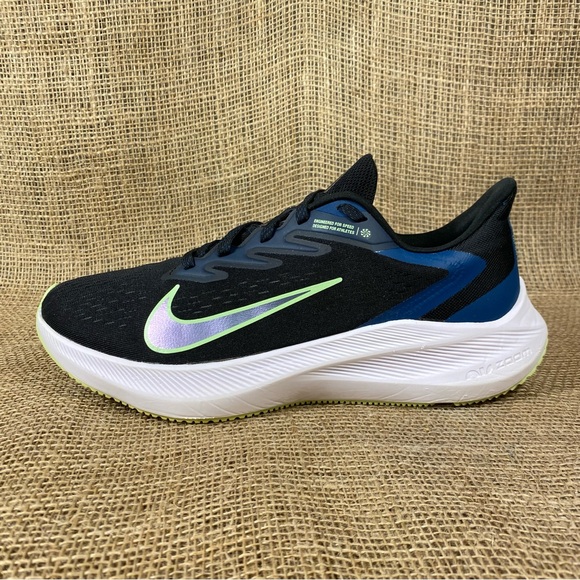 Nike Zoom  Running Shoe WinFlo Black Blue Size 9.5 - Picture 3 of 9